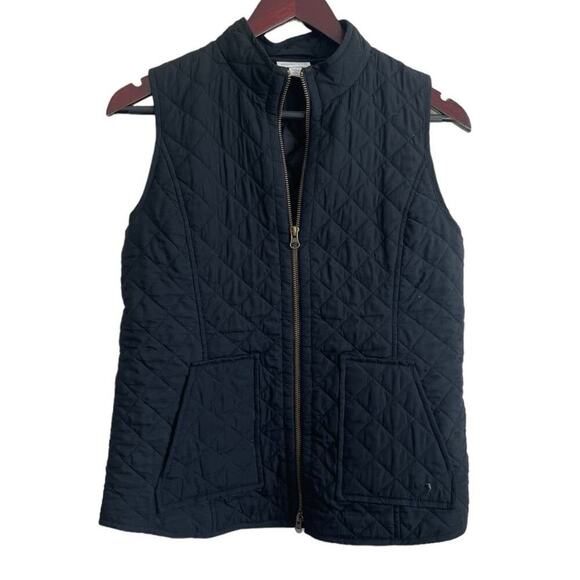 J Jill Heritage Women Quilt‎ Vest XS Black Lightweight Full Zip Gorpcore Neutral - Picture 1 of 11